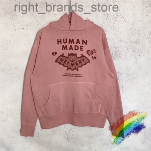 Vintage Human Made Hoodie Men Kvinnor Bästa kvalitet Tungt tyg BAT -mönster Human Made Pullover Overdimensionerade tröjor W220804