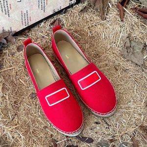 Starboard flat luxury designers Espadrilles Red Logo shoes JUTE spring summer Canvas flats loafers hand made shoe for women casual luxe lounge factory footwear