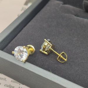 スタッドヒップホップリアル1.2-2ct Dカラーラウンドモイサナイトダイヤモンドイヤリングとねじ込み100％925スターリングシルバー女性ギフトスタッド