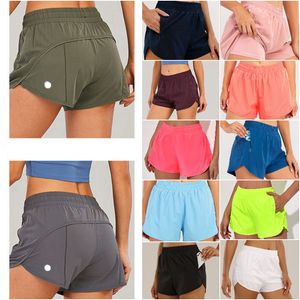 LL-0160 Womens Yoga Outfits High Waist Shorts Exercise Short Pants Fitness Wear Girls Running Elastic Adult Gym Pants Sportswear Drawstring Lined