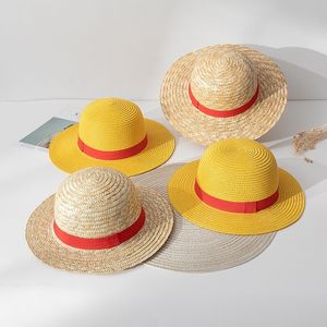 35 cm Luffy Hasır Şapka Japonya Anime Performans Animasyon Cosplay Güneş Koruma Kapağı Sunhat Hawaii Şapka Kadınlar Için Yetişkin 220708