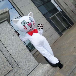 Bow Cat Mascot Costume High Quality Cat Mascot Fancy Carnival Halloween Party Advertising opening welcome performance outfit