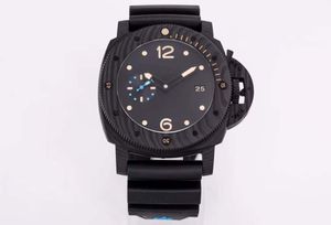Świetliste zegarek automatyczne zegarki mechaniczne imitacja obudowy z włókna węglowego gumowy pasek szafirowy Wodoodporne luksusowe zegarek