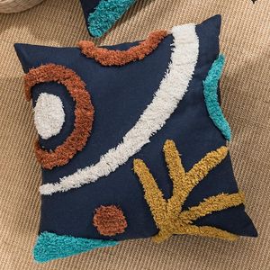 Cushion/Decorative Pillow 45x45/30x50cm Nordic Decor Cushion Cover Deep Blue Tufted Case Floral Multi-color Embroidery Pillowcase Sofa Bed C