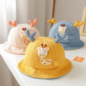 Cartoon Giraffe Baby Hat Summer Cotton Bucket Hats With Ears Outdoor Casual Toddler Girls Boys Sun Beach Cap