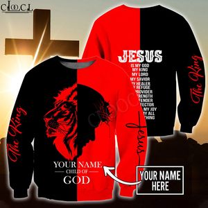 Cloocl Christian Jesus Katolsk DIY Anpassa namn 3D -tryck Män kvinnor Sweatshirt Fashion Streetwear Ytterkläder Crewneck Tops 220706