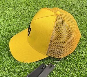 Żółte projektanci czapki piłki ciężarówek czapki luksusowe haftowe litery baseballowe czapka Wysoka jakość