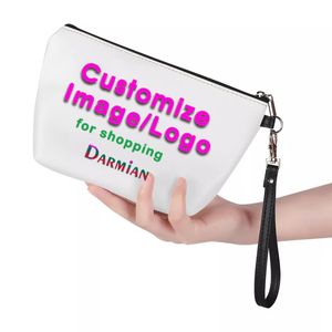 Darmian Imagem personalizada Mulheres Bolsa de armazenamento cosmético para meninas caixa de higiene pessoal portátil PU Água Drop Wholesale 220707