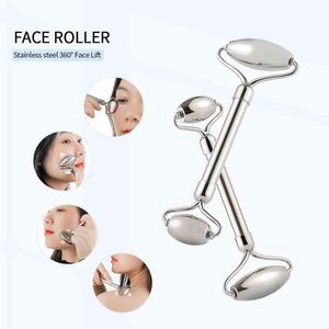 Rostfritt stål Dual Roller Masager Facial Slimming Skin Lyftning FÖRSLAGSFORMING ROLLER EYE WRINkle Removal Massage Stick 220514