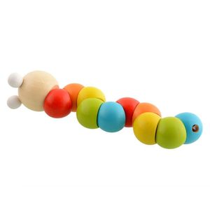 Caterpillars colorido de madeira de madeira brinquedo diy bebê infantil polido snake worm twist desenvolvimento infantil educacional