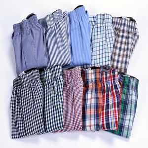 Underpants 7pcs/set boxershorts 남자 속옷 격자 무늬 팬티 남자 느슨한 면화 권투 선수 반바지 남자의 탄성 짠 권투 선수