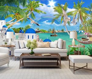 HD 3D wallpaper coconut albero scenario 3d sfondi murali per bambini soggiorno camera da letto divano tv sfondo decorazione della parete papier peint murale grande taille