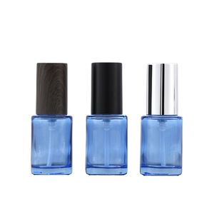 30 ml leere, runde Lotionsflasche aus dickem Glas, transparente blaue Kosmetikverpackung, nachfüllbare Fläschchen