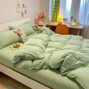 Solides Bettwäsche-Set, weiche flache Laken, Bettdecke, Bettbezug, Kissenbezug, Bettwäsche für Einzel- und Queen-Size-Heimtextilien 220423
