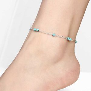 Unico turchese perline cavigliera souvenir braccialetto alla caviglia argento spiaggia piede catena cavigliere gioielli donne