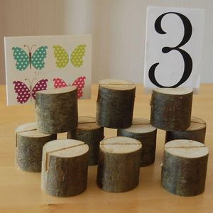 Party Decoration 10pcs Rustic Woode Stump Place Card Holder Number Name Meny Table Pict Po Clip Wedding Supplies Party