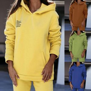 Calças femininas de duas peças carta impressão moda com capuz solto ajuste casual treino outono inverno mulheres manga longa streetwearwomens