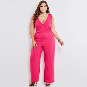 Women's Jumpsuits & Rompers Plus Size 5XL Sexy Deep V-neck Women Sleeveless Playsuits Ladies 2022 Summer Fashion Woman Solid