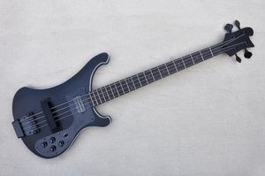 Заводская индивидуальная матовая черная 4-часовая электрическая басовая гитара с розовым деревенским кружкой кружок Inlay Black Hardwares предлагает индивидуальные