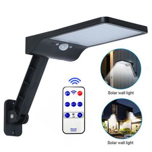 Lâmpadas de parede solar led de parede com controle remoto PIR PIR MOGY SENSOR AO ANTERAÇÃO Pátio ao ar livre