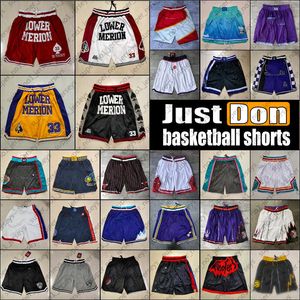 Team Basketball Just Don Short Sport Shorts Hip Pop Pants with Pocket Zipper Sweatpants Blue White Black Purple Men Ed Size S-XXXL