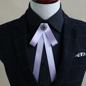 Bow Ties Zarif Erkekler Kadın Düğün Partisi Kulübü Gömlek Pimi Klip Bowtie Cravat Aksesuarları İngiliz Çocuk Alaşımlı Rhinestone Serin Şerit Tiebow