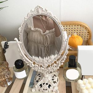 Mirrors Nordic Cutelife Silver Plastic Vintage Decorative Mirror Small Round Make-up Bedroom Ins Table Room Standing Glass MirrorMirrors