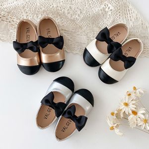 Patchwork 2022 New Girls Shoes Slip On For Kids Flats Pearls Boat Big Girls String Bead Princess Shoes Black