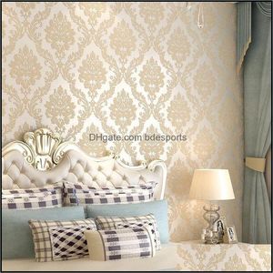 Wallpapers Home Decor Garden Modern Damask Wallpaper Wall Paper Embossed Textured 3D Ering For Bedroom Living Room 621 R2 Drop Delivery 20