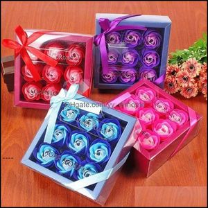 Flores decorativas grinaldas festivas festas suprimentos home jardim newvalentine Day Gifts 9 pcs sabonete flor rosa box wedding aniversário artificia