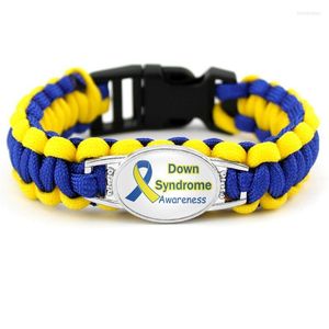 Braccialetti con ciondoli Sindrome di Down Consapevolezza Cancro Nastro Sopravvivenza Paracord 25 18mm Cabochon in vetro Uomo Donna Ragazzo GioielliFascino Inte22