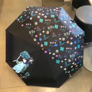 Высококачественный модный зонтик Многофункциональный ультрафиолетовый защита складная складка на открытом воздухе Дизайнерский дизайнерский печать с покрытием Портативное солнце
