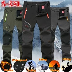 Mens Waterproof Pants Autumn Winter Outdoor Handing Camping Fashion Sports Trousers Casual Soft Oversize Fleece Warm Cargo Pants 220713