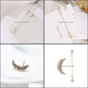 Wholesale gold moon stud earrings resale online - Stud Earrings Jewelry Fashion Crystal Moon Star Cuff Earring Chain Dainty Tiny Rhinestone Studs Gold Set Accessories For Women And Girls Dro
