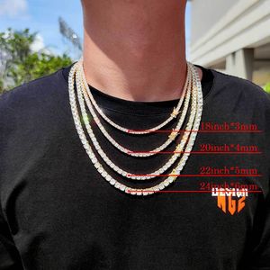 Necklace men gold Tennis Chain Hip Hop Jewelry Zirconia Stones Silver women 3mm 4mm 5mm 6mm Iced Out Necklaces