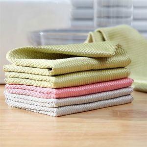 Kitchen Anti-grease wiping rags efficient Super Absorbent Microfiber Cleaning Cloth home washing dish kitchen Cleaning towel 201021