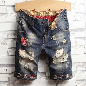 Märke jeans korta män rippade herrkläder Bermuda bomullshorts andningsbar denim shorts mode storlek 2840 Ny T200718