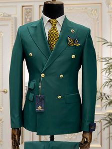 Ternos masculinos Blazers escuro verde vermelho azul azul duplo Slim Fit Men Tuxedos Tuxedos Groom Business Party Bom Man Blazer Fostume Hommemen