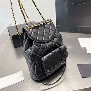 2022Ss F/W França Mochila Feminina Clássica Aba acolchoada Pele de Cordeiro Sacos Ferragens de Metal Dourado Bolsa de Ombro Corrente Matelassê Sacoche Bolsas de Grande Capacidade 20X27CM