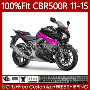 Carrozzeria OEM rosa nera per HONDA CBR 500 R CC 500R 2011-2015 Corpo 126No.124 CBR-500R CBR500 R CBR500R 2011 2012 2013 2014 2015 CBR500RR 11 12 13 14 15 Carenatura iniezione