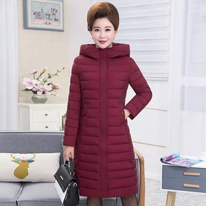 Women's Down Parkas 2022 Winter Jackets Office Ladies Slim X-Long Woman Stand Collar Hooded Solid Plus Size Thick Female Cold Coat Kare22