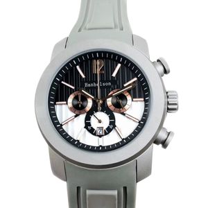 Montre de luxe reloj para hombre Movimiento de cuarzo Titanio acero Deporte correa de caucho gris relojes de lujo para hombre Esfera de dos tonos Cronógrafo Relojes de pulsera