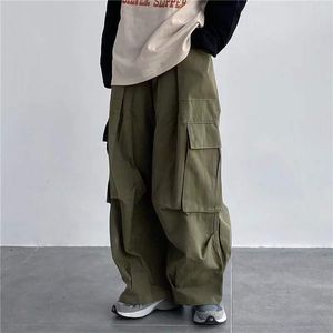 Streetwear Loose Casual Pants Large Pocket Wide Leg Pants Overalls Retro Super Military Oversized Sweatpants Fashion Trousers 220816