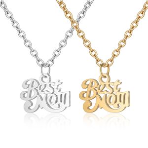 10PCS English Letter Word Love Mom Pendant Necklaces Alphabet Initial Name Mama Mommy Stainless Steel Choker Collar Mother's Day Festival Valentines Day Family Gift