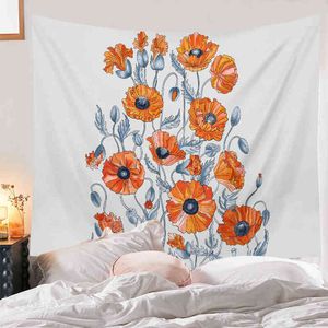 Tapestry Flower Printed Carpet Wall Hanging Nordic Bohemian Home Living Room Be