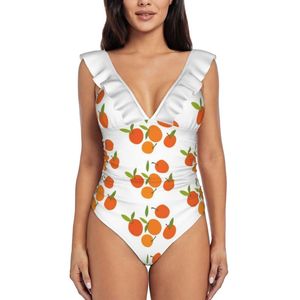 Costumi da bagno da donna Clementines Costume intero con volant Donna Monokini sexy Costumi da bagno da spiaggia Sfondo bianco RipetizioneDonna