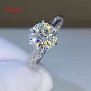Smyoue D Color 3 Carat Solitaire Moissanite Engagement for Women Sparkling Lab Grown Diamond Band Ring 925 Silver Jewelry