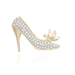 Pinos broches sapatos de salto alto luxuoso broche shinestone shoe flor for women meninas presentes de natal folhetos gotas