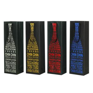 Opakowanie prezentowe 10pcs/Lot Black Paper Wine Bottle Torby