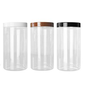 Dia 89mm Empty Transparent PET Plastic Food Packaging Bottle White Black Clear Brown Screw Lid Refillable Containers Candy Pots Plastic Hair Wax Jars 800ml 1000ml